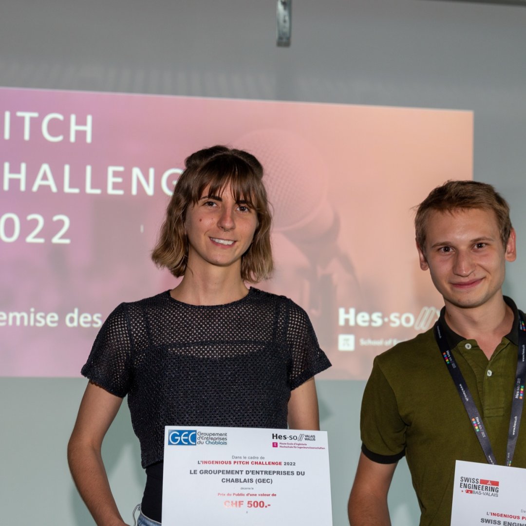 Maud Wenger et Louis Fischer, gagnants du Pitch Challenge 2022